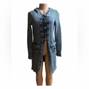 PBJ Blue Hooded Cardigan with Toggle Closure